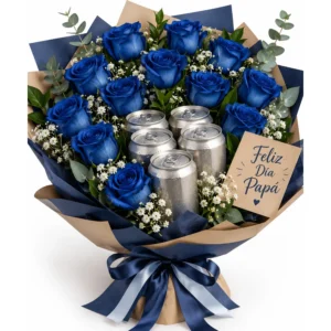 Beer & Blue Flowers Bouquet