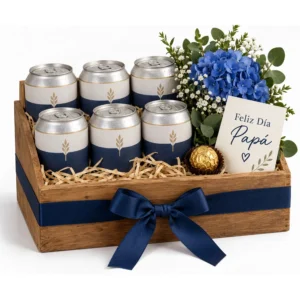 Blue Flowers & Personalized Beer Gift Box
