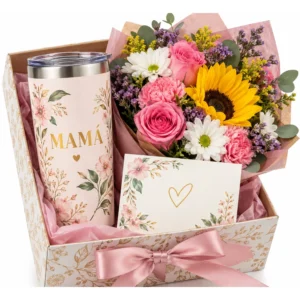 20 oz Tumbler & Mixed Flowers Gift Box