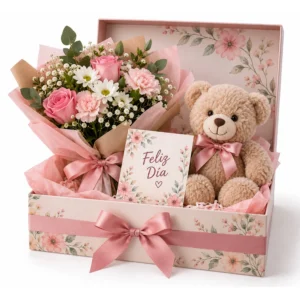 Mini Flowers & Teddy Gift Box